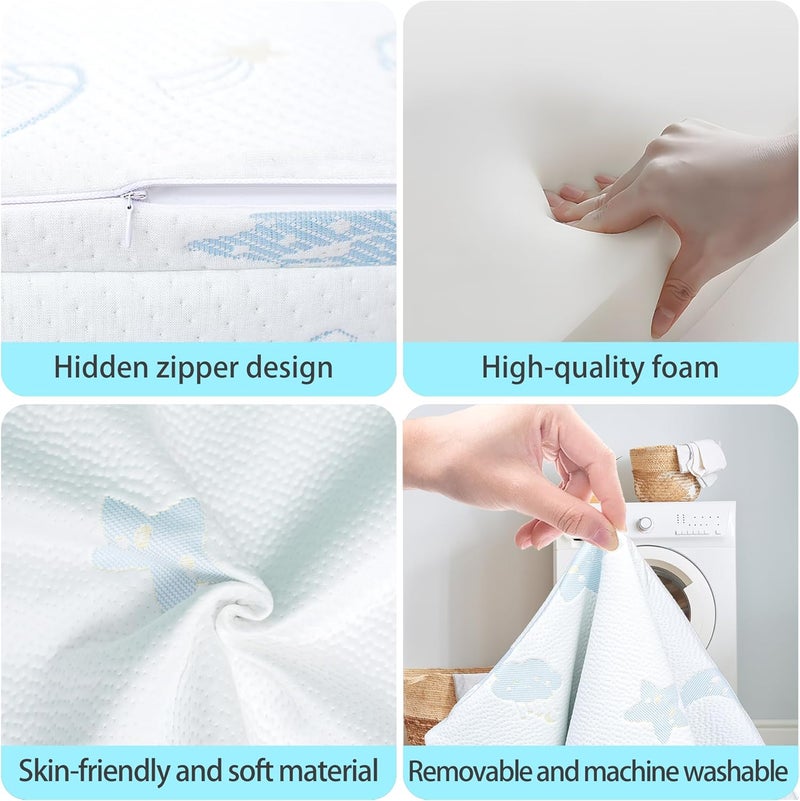 Ressainic Pack and Play Mattress Pad，Portable Crib Pack N Play Mattresses,38 * 26" Inch Jacquard Playpen Mattress for Travel Soft Breathable Play Yard Mattress with Washable Cover (Moon/Star) - Image 4